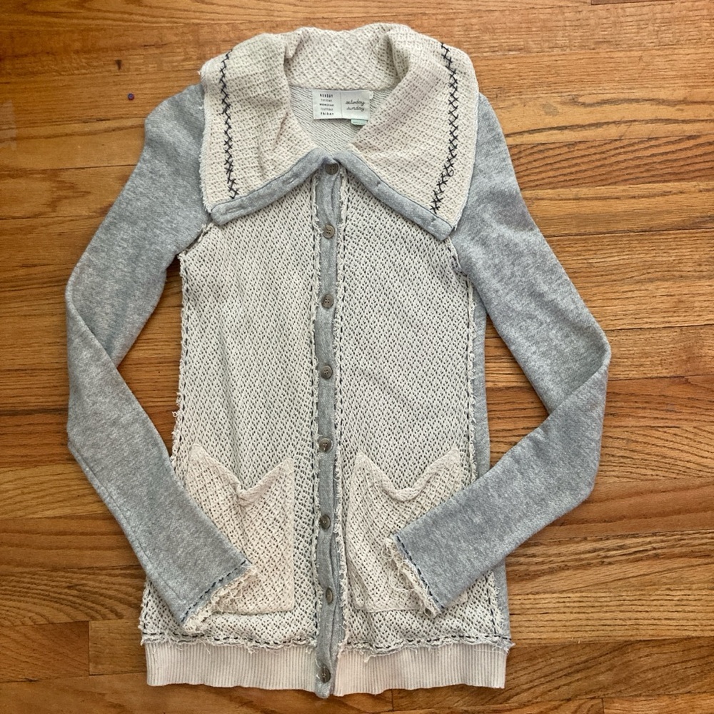 Anthropologie Gray and Cream Cardigan